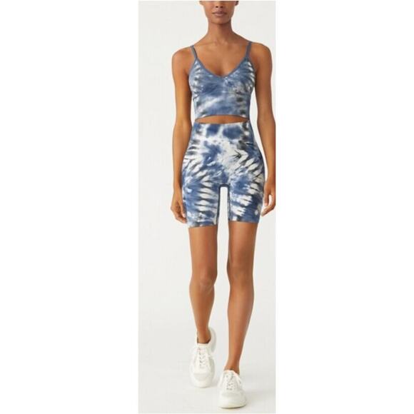 TORY BURCH Tory Sport High-Rise Seamless Tie Dye Spandex Biker Shorts Size L - Picture 2 of 5